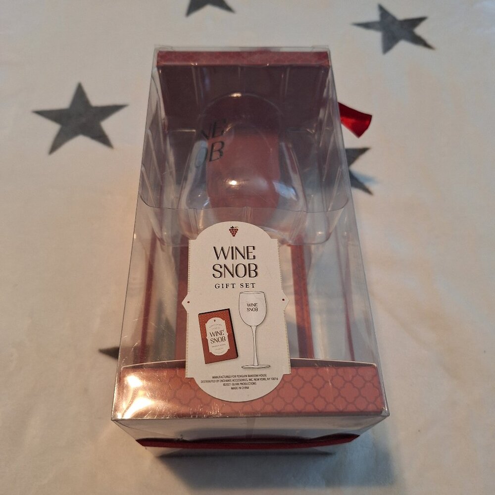 Wine Snob Gift Set Oversized Wine Glass‎ Novelty Book New White Elephant Humor